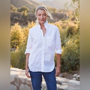 Frank and Eileen white Joedy crinkle button down shirt